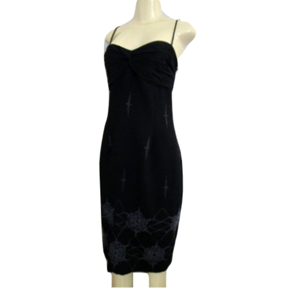 NEW MAGGY LONDON Embellished Black Silk Dress 10